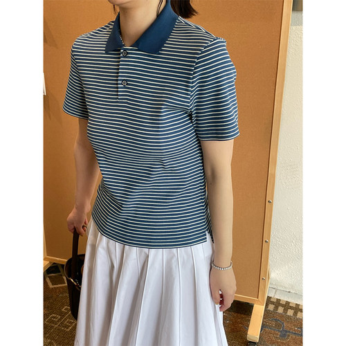 【现货】设计师品牌ETHOR 25SS条纹小版做旧Polo衫JULY - 图2