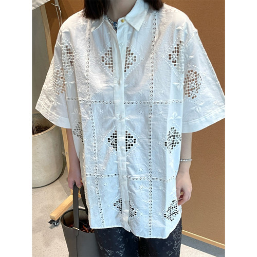 【新品】设计师品牌SESSUN 25PS镂空刺绣衬衫JULY - 图2