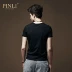 PINLI sản phẩm độc mùa hè quần áo triều nam in Slim ngắn tay nam T-shirt đáy áo T159 - Áo phông ngắn Áo phông ngắn