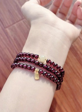 普陀山文创集天然石榴石手串