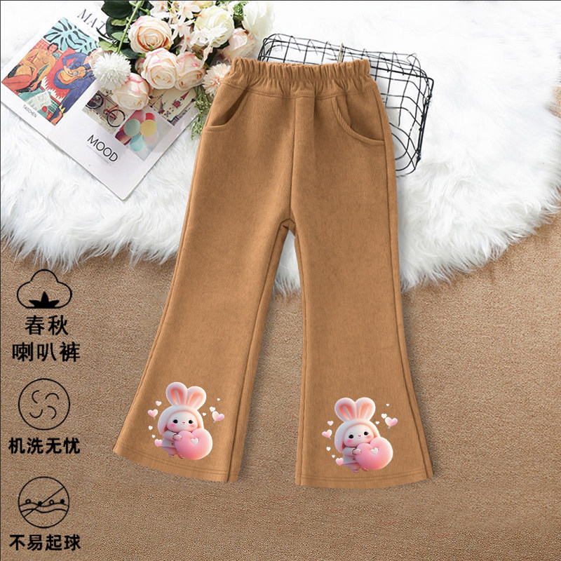 女童裤子春秋2025新款儿童喇叭裤粉色灯芯绒中大童微喇裤秋冬时尚,淘宝优惠券,粉丝福利购,淘宝优惠卷