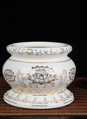 浮雕描金陶瓷浮雕香炉花瓶供水杯