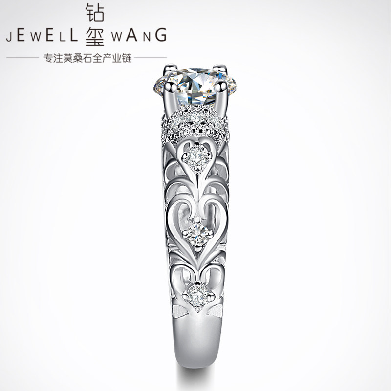 钻玺专柜1克拉超白莫桑石女钻戒 jewellwang珠宝戒指/指环