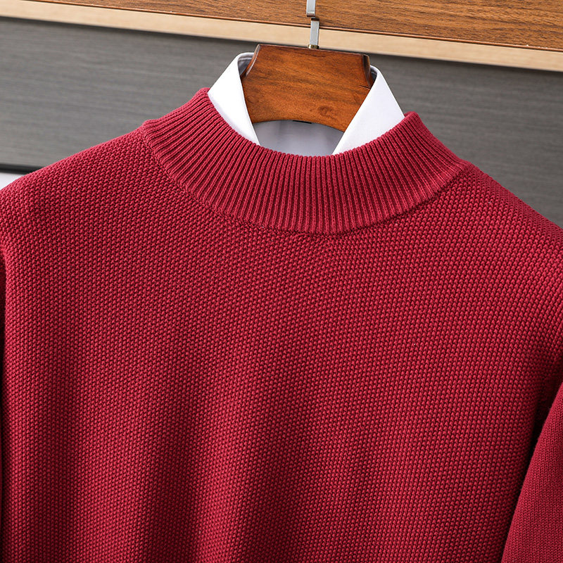 精纺纯棉半高领针织衫男士打底衫全棉线衣冬季宽松百搭潮流毛衣,淘宝优惠券,粉丝福利购,淘宝优惠卷