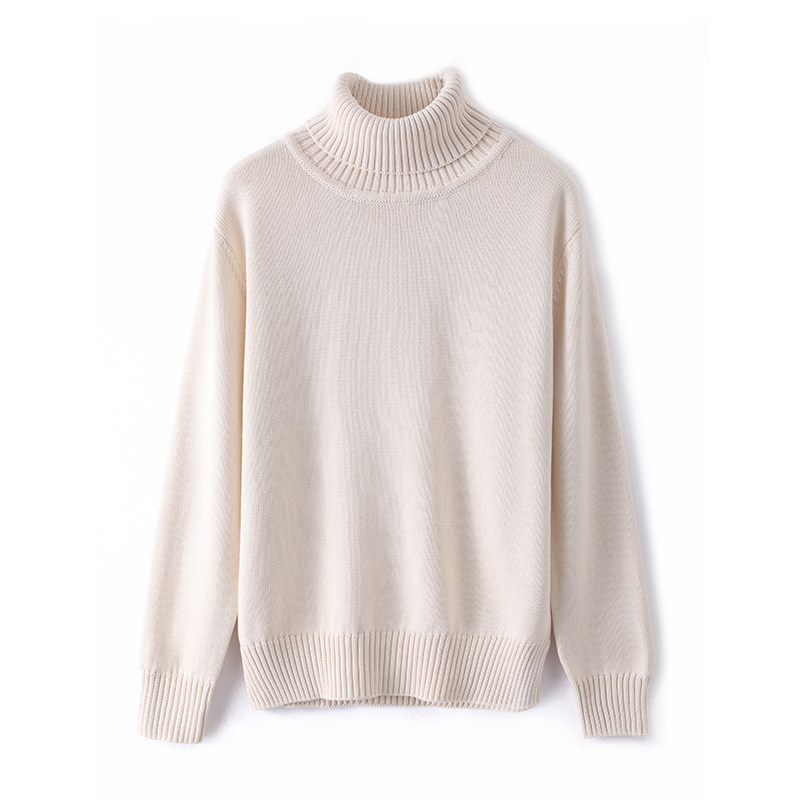 欧单高货加厚100%全棉高领毛衣女装2025冬季新款针织衫打底衫宽松,淘宝优惠券,粉丝福利购,淘宝优惠卷