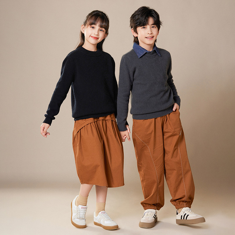 儿童羊毛衫半高领男童套头毛衣女童薄款针织打底衫纯色中大童加厚,淘宝优惠券,粉丝福利购,淘宝优惠卷