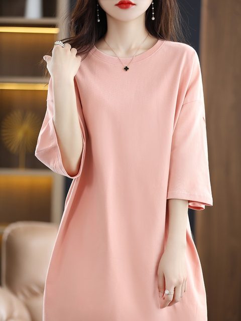 Mid-length short-sleeved Korean thin Korean pure cotton women