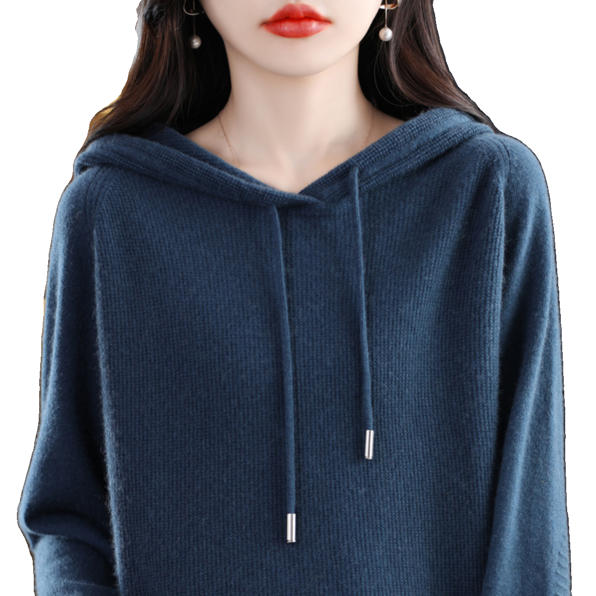 连帽毛衣女秋季长袖带帽卫衣外套宽松慵懒羊毛针织帽衫打底上衣女 - 图3