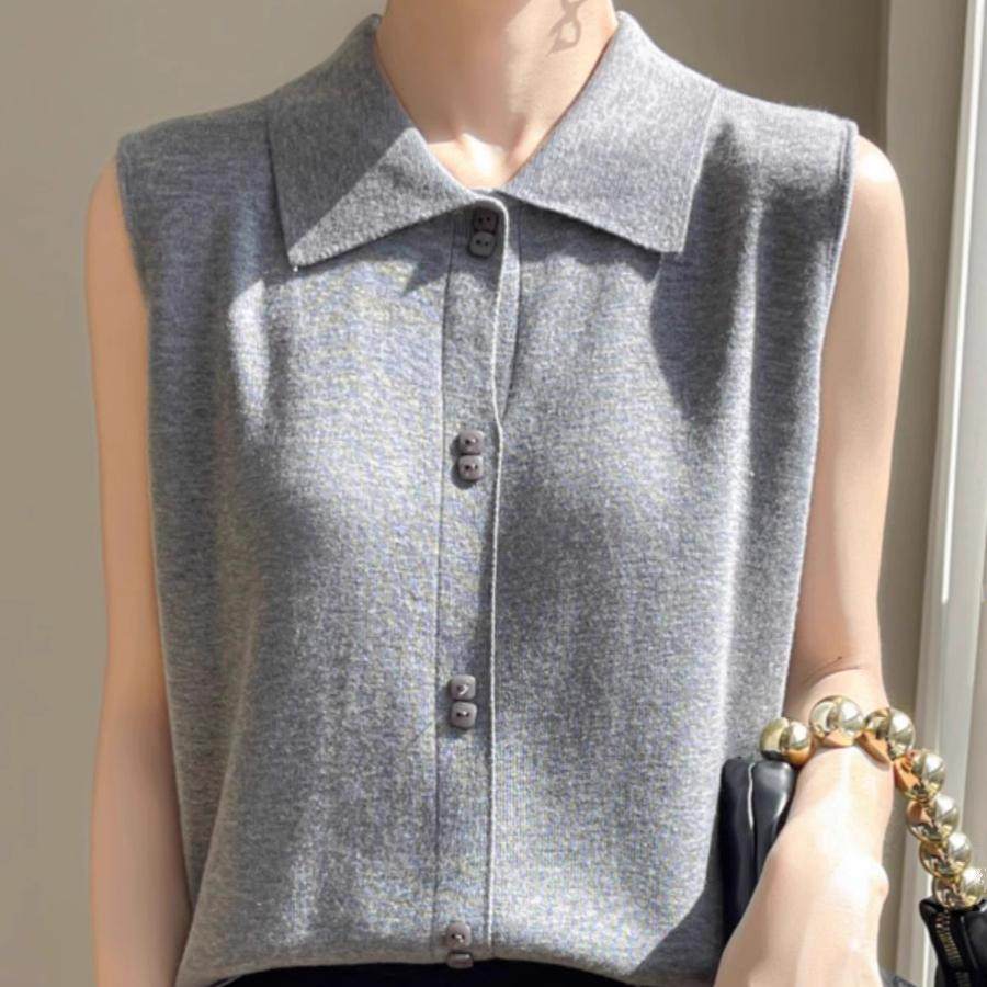 叠穿衬衫领无袖羊毛背心女西装开衫内搭翻领针织砍袖打底衫上衣秋,淘宝优惠券,粉丝福利购,淘宝优惠卷