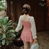 Купальник, лонгслив, модный красный комбинезон, коллекция 2021