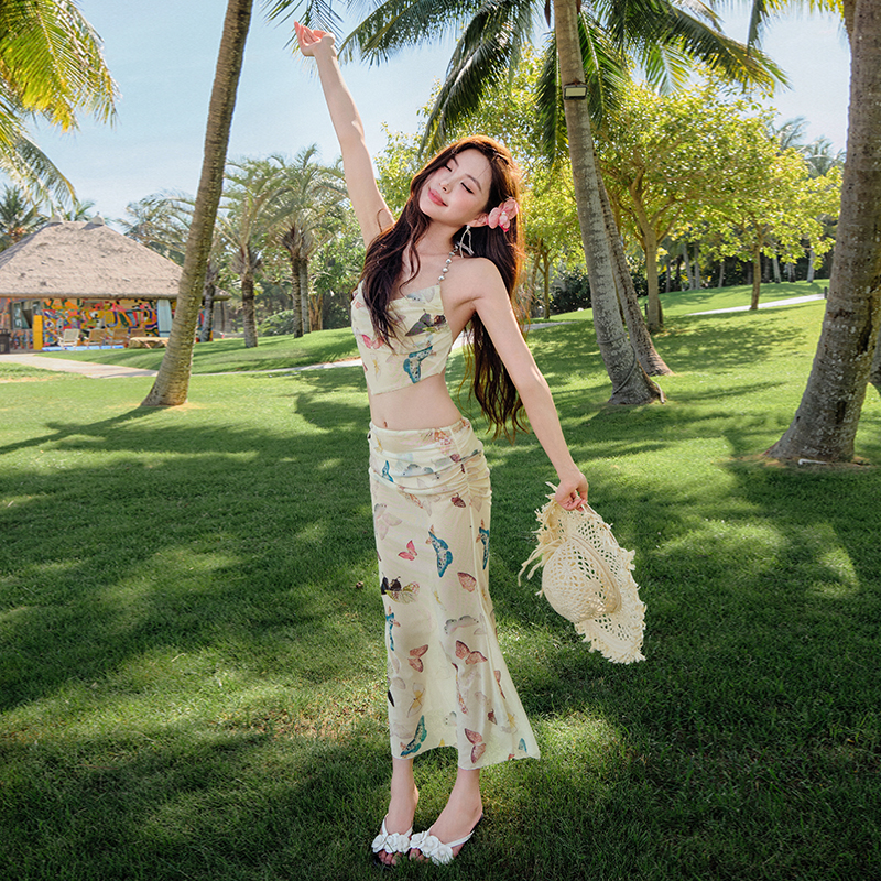 亦美珊分体式泳衣女士2025新款爆比基尼泡温泉套装海边度假三件套