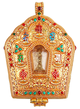 名族风小吊坠男女嘎乌盒彩绘十相自在香料可装藏配饰随身佛盒礼盒