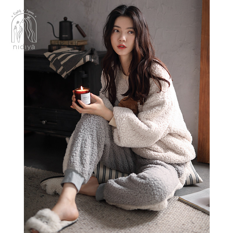 妮狄娅冬羊羔绒长袖卡通保暖睡衣 妮狄娅服饰睡衣/家居服套装