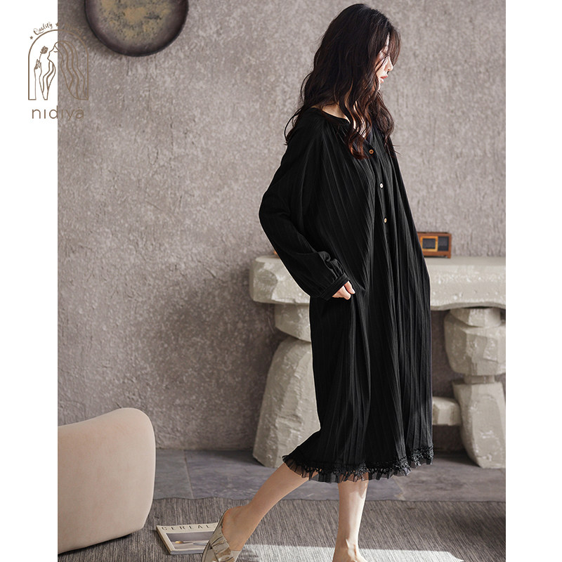 妮狄娅2021新款秋季纯棉长袖睡裙 妮狄娅服饰睡裙