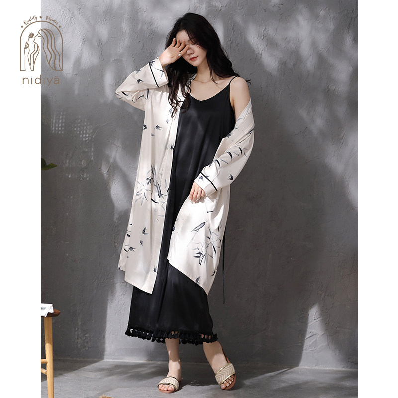 妮狄娅新款春秋季冰丝中国风睡袍 妮狄娅服饰睡衣/家居服套装