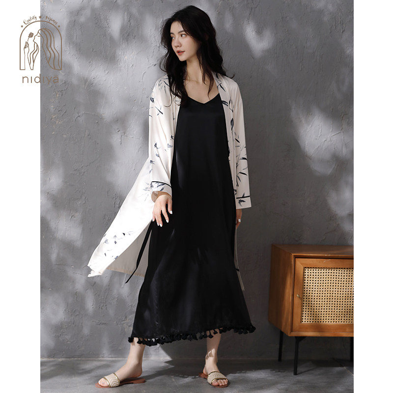 妮狄娅新款春秋季冰丝中国风睡袍 妮狄娅服饰睡衣/家居服套装