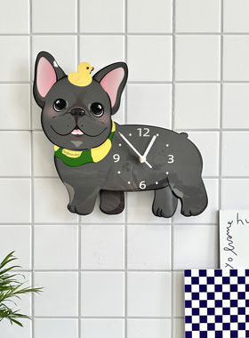 摇摆款法斗狗狗挂钟