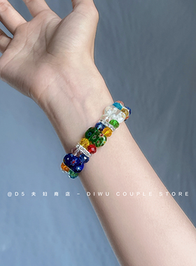 彩色水晶手链手表女2025新款小众设计高级感轻奢精致时尚休闲腕表