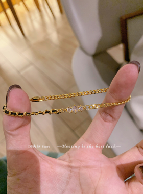 精致镶钻古巴链手链女2025年新款轻奢高级感复古时尚小众精致手绳