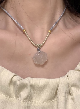 新中式天然玉髓平安扣项链古风绳