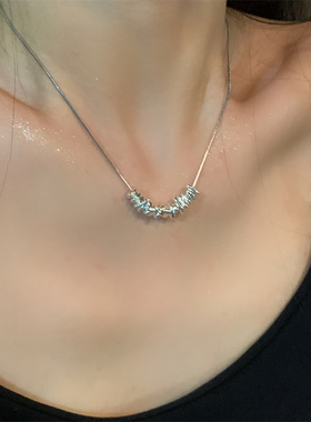 冷淡风镀银黑曜石小众设计感项链