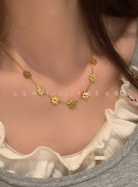 真不掉色？通体钛钢小雏菊项链女