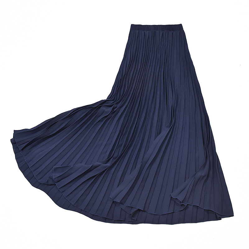 Long Skirts Women Pleated Elegant Elastic Waist Skirt 大码裙 - 图3