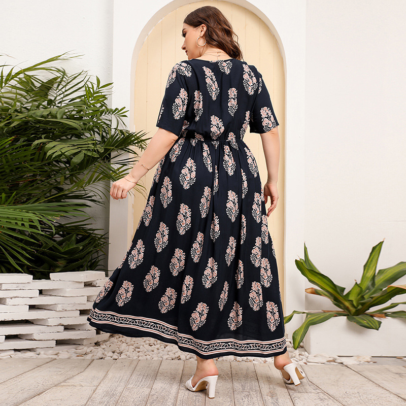 plus size women beach dress summer long dresses大码连衣裙-图0