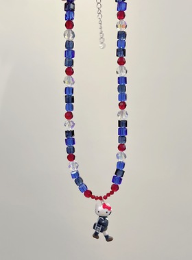 kitty多巴胺彩色爱心锁骨链颈链