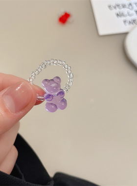 小熊软糖串珠戒指女设计小众