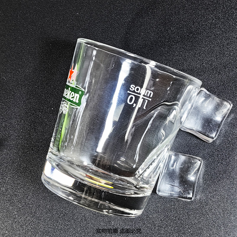 喜力原装进口Heineken透明玻璃啤酒杯子弧形雕刻款100ml试饮杯 - 图2