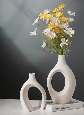 白色陶瓷花瓶升级版加大号依偎组合套装创意桌面摆件家居装饰品