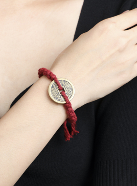 正品山鬼花钱手链新中式铜钱手工编织女红手绳编绳本命年手饰礼物