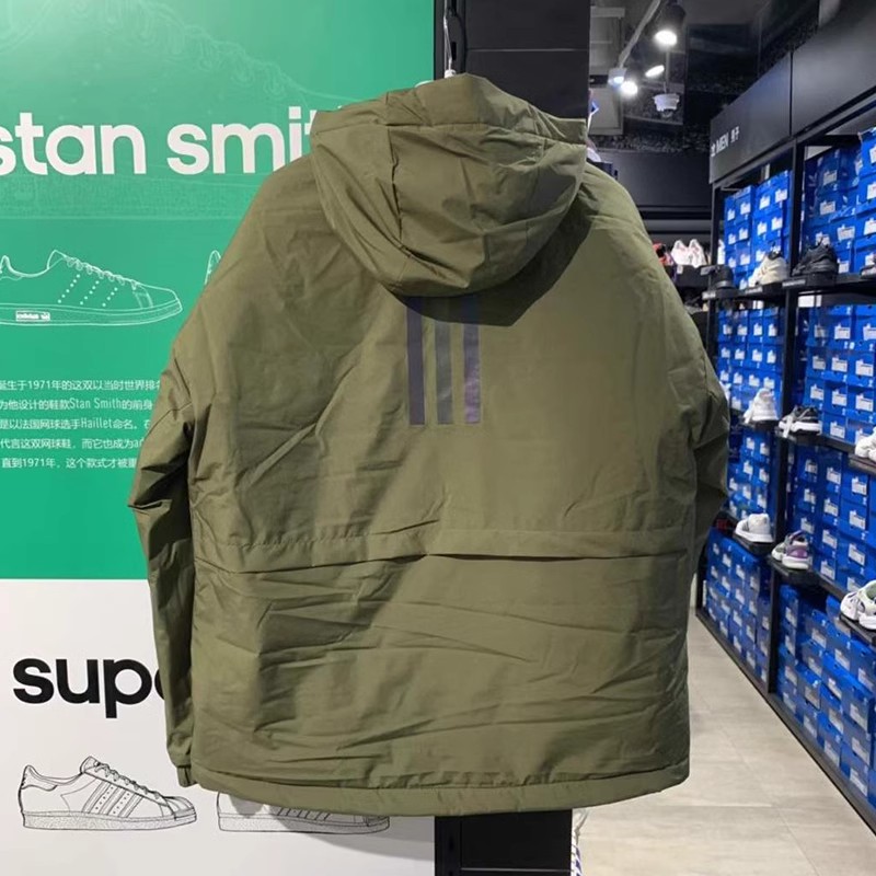 adidas阿迪达斯男秋冬户外运动休闲夹克连帽棉服外套H55342原1099