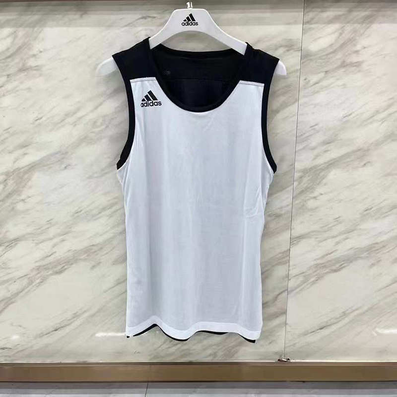 ADIDAS/阿迪达斯男子黑白双面穿篮球健身运动无袖背心T恤 DX6385