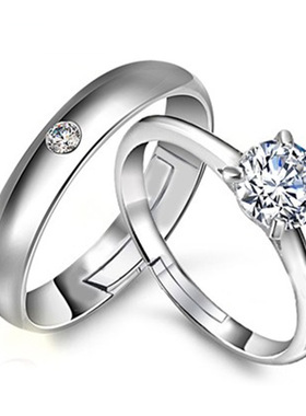 S925银锆石对戒不掉色情侣指环女