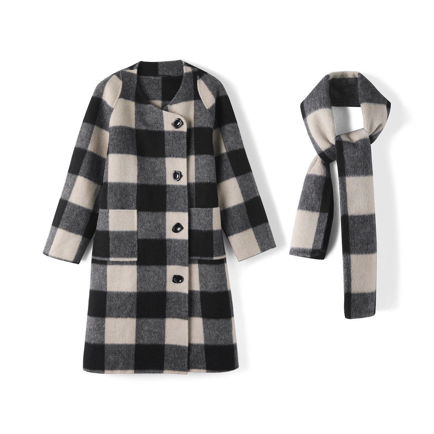 【贝系列】新款女装折扣2025年冬季1799元有围巾双面呢外套,淘宝优惠券,粉丝福利购,淘宝优惠卷