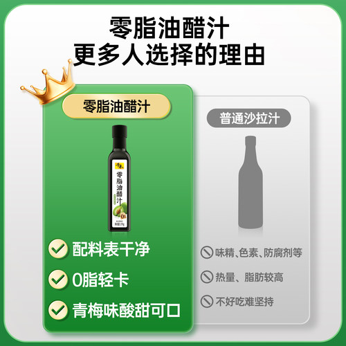 【U先试用】千禾0脂肪油醋汁276g*1青梅沙拉酱蔬菜伴侣轻食 - 图2