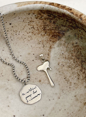 原创设计s925纯银圆牌吊坠韩国百搭轻奢项链流行DIY配件 单个吊坠