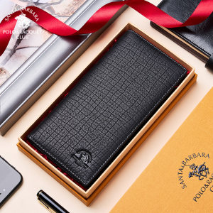 圣大保罗男士钱包2025新款长款软鹿皮夹多卡位商务时尚鳄鱼纹钱夹