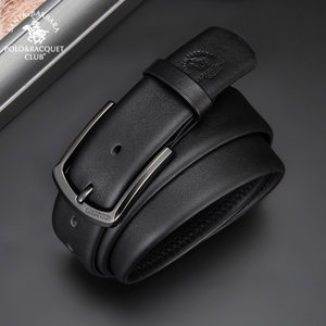 圣大保罗男士真皮针扣腰带黑色商务休闲百搭皮带