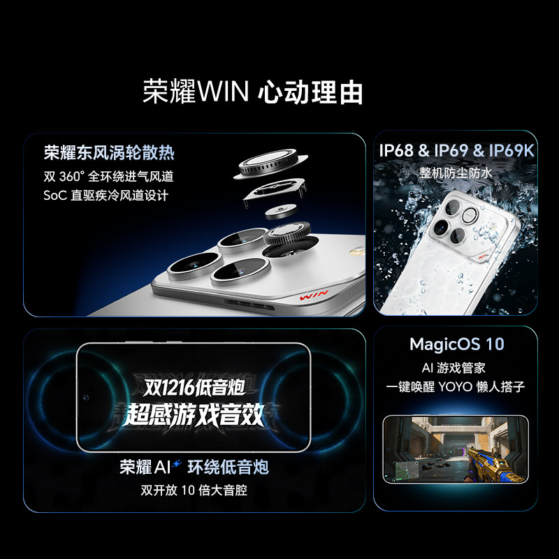 4399 → 2808 元：荣耀 WIN 官方 88VIP 直降，骁龙 8E5 + 10000 mAh+ 内置散热休闲区蓝鸢梦想 - Www.slyday.coM