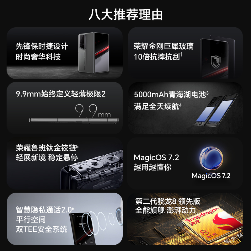 【官网】HONOR/荣耀Magic V2 RSR 保时捷设计 5G折叠屏手机轻薄双屏先锋保时捷设计巨犀玻璃商务旗舰手机