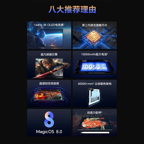 【政府补贴15%】HONOR/荣耀平板GT Pro平板电脑 144Hz 3K OLED电竞屏 骁龙旗舰芯片 办公学生官方新款gtpro - 图0