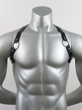 男士黑色皮革绑带背带演出舞台款百搭可调跳舞性感肌肉健身道具