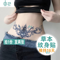 Grass Moto Tattoo Patch Waterproof Persistent Waist Covering Gestational Tattooed Chest Front Not Reflective Woman Sensations Scar half permanent