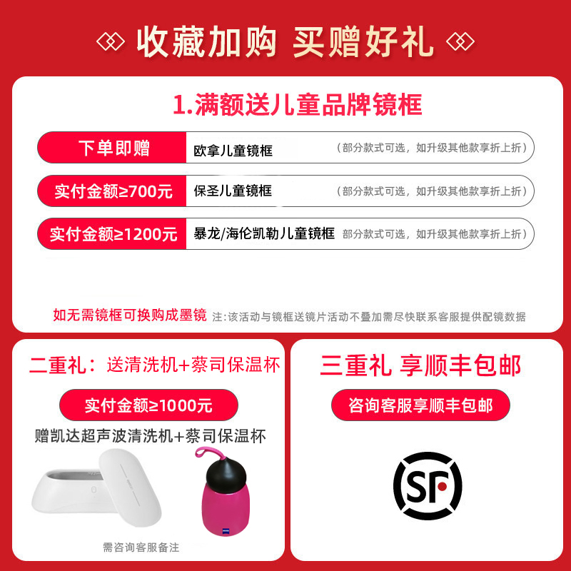 博士眼镜官方旗舰店蔡司成长乐镜片儿童近视眼镜片1.50/1.60非球面1片莲花膜镜片0