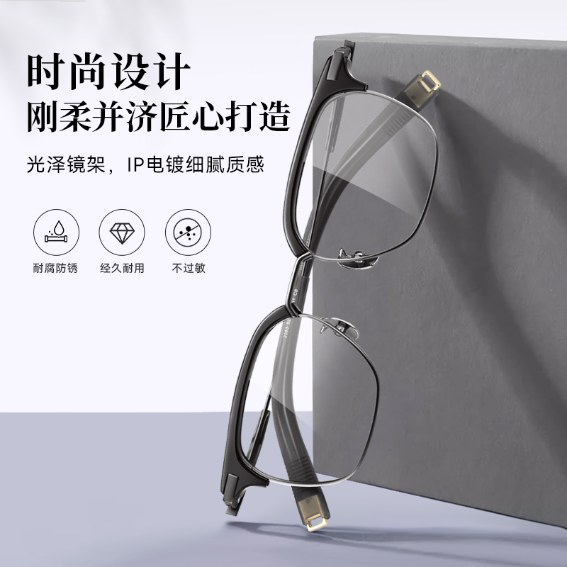 德国蔡司纯钛近视眼镜男款可配度数复古方框超轻防蓝光眼睛框镜架