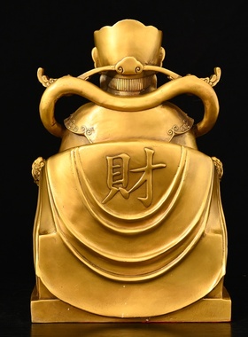 黄铜聚宝盆坐财神摆件文财神财源广进放前台玄关电视柜神台公司里