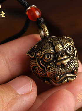 铃铛虎头貔貅小件古法黄铜